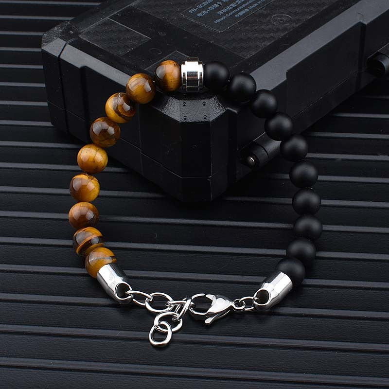 Stainless Steel Natural Stone Bracelets Bangle Tiger Eye Stone Bead Bracelet