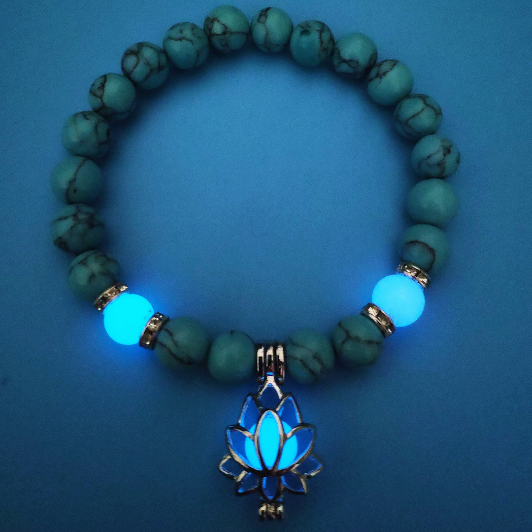 Energy Luminous Lotus Natural Stone Bracelet Yoga Healing Luminous Glow In The Dark Charm Beads Bracelet For Men Women