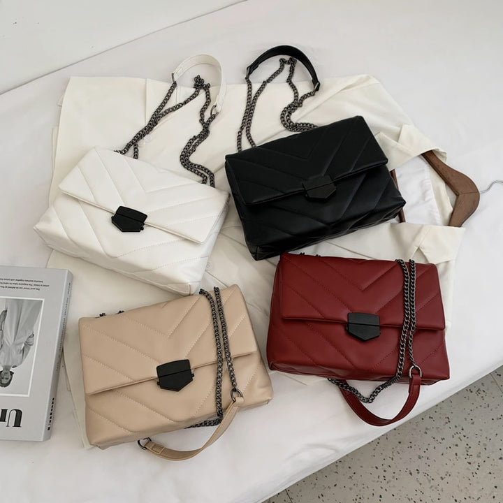 Embroidery Thread Small PU Leather Handbags Trend Shoulder bags