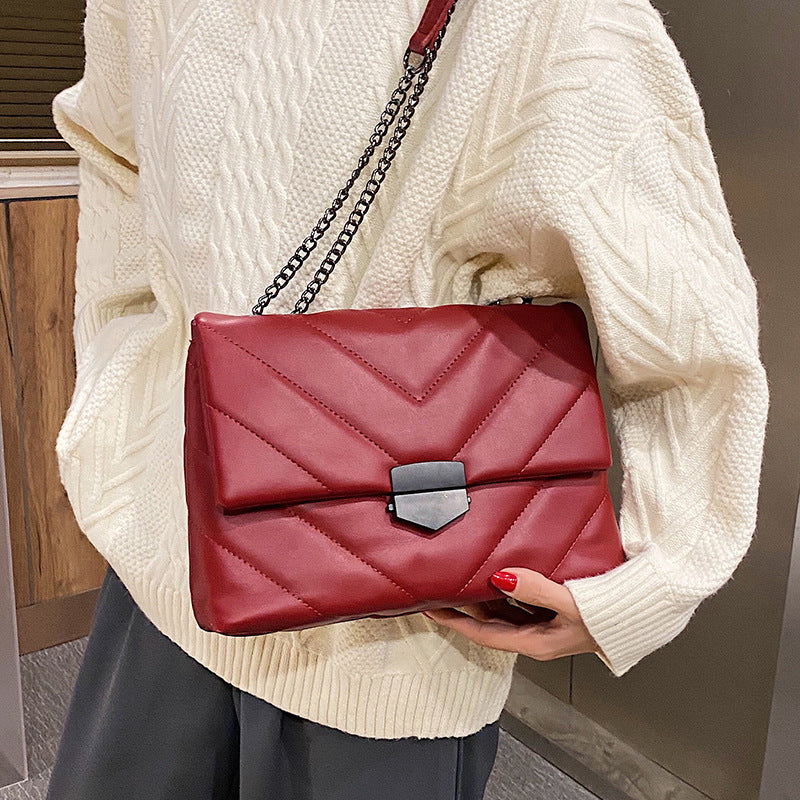 Embroidery Thread Small PU Leather Handbags Trend Shoulder bags