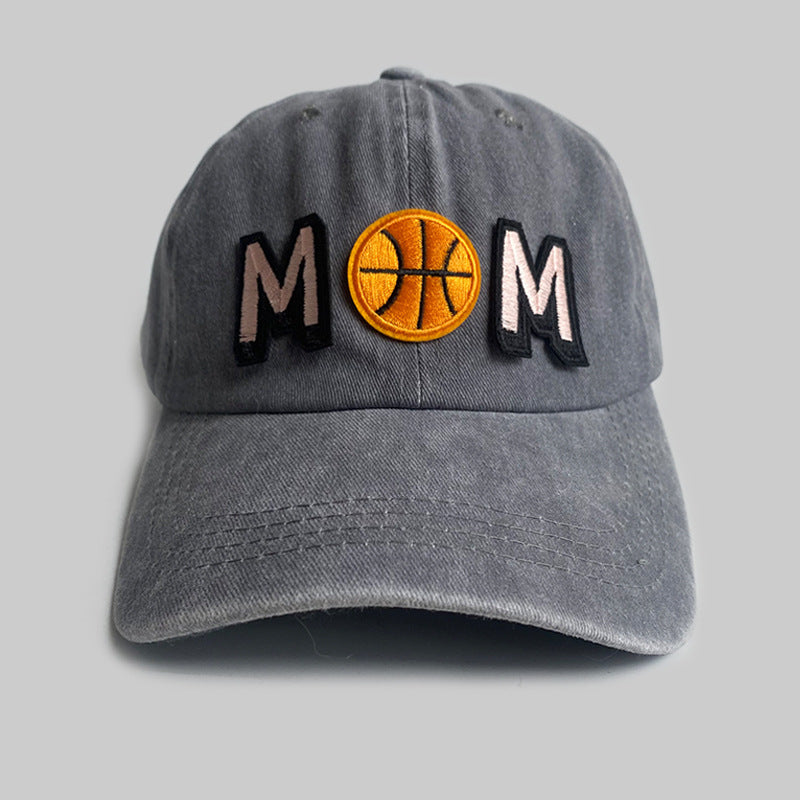 Simple Distressed Basketball MaMa Letter Embroidered Cap