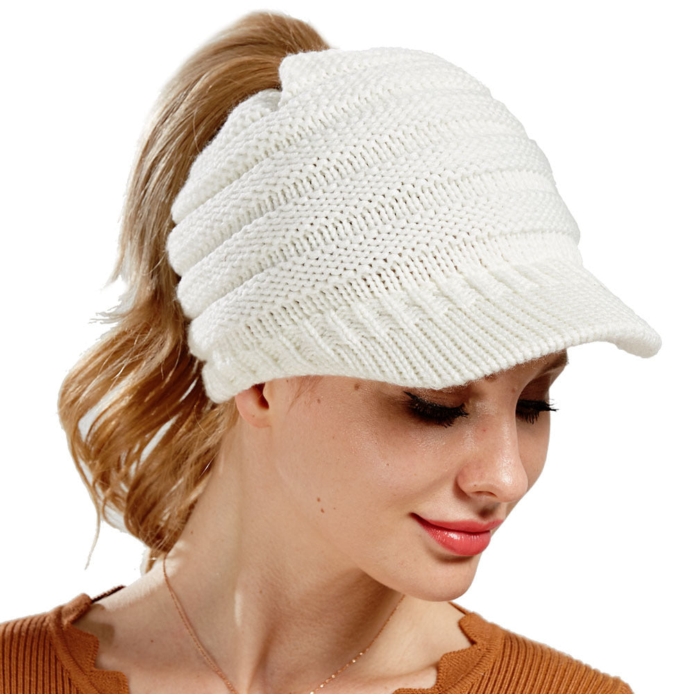 Women Ponytail Beanies Autumn Winter Hats Female Soft Knitting Caps Warm Ladies Skullies