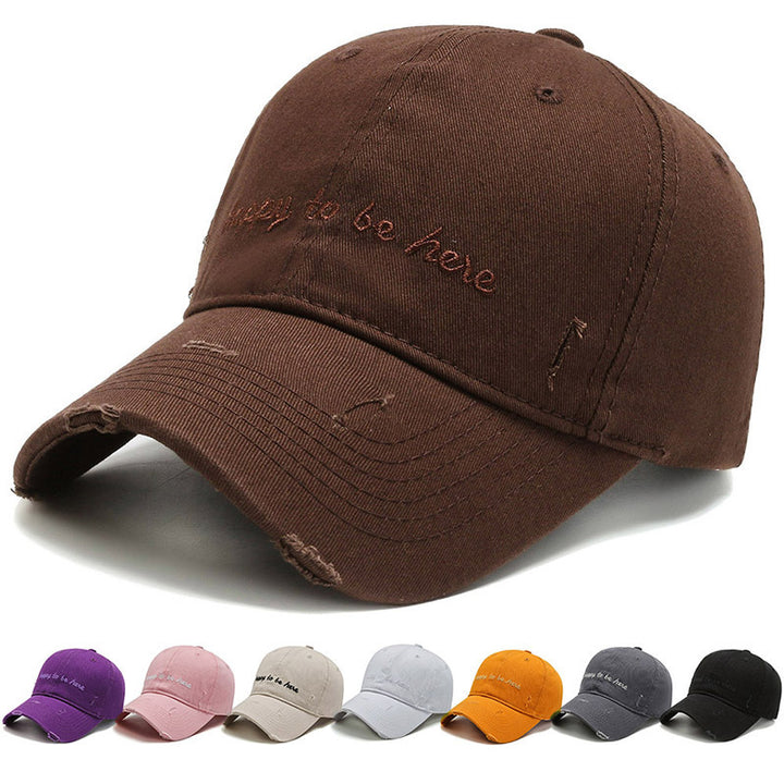 Men's Solid Color Letter Embroidery Soft Top Cap