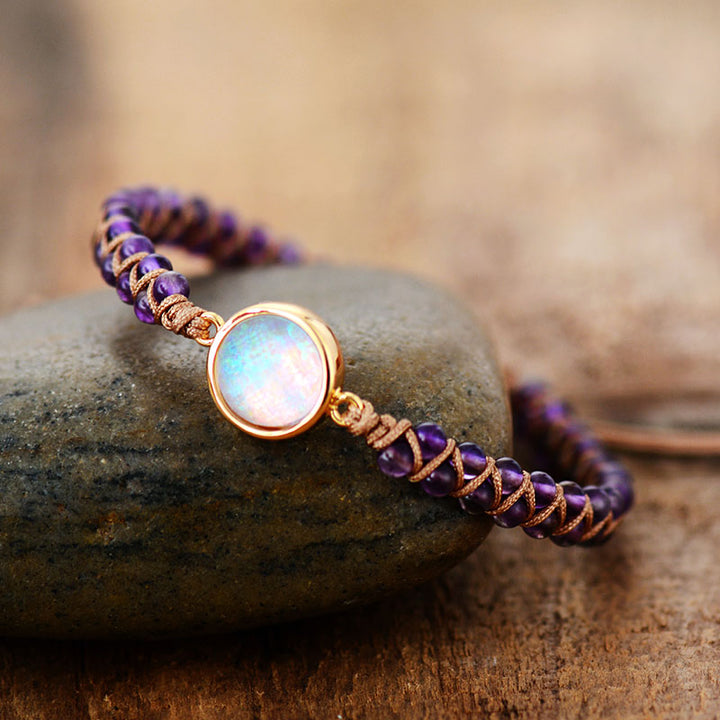 Stone Wrap Bracelets Opal String Braided Bangle Bohemian Jewellery