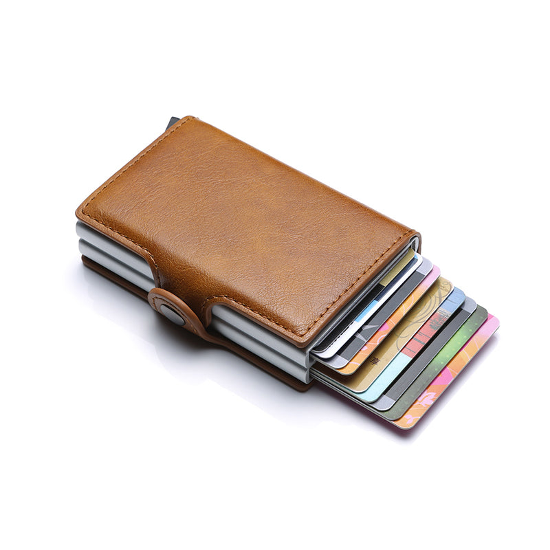 RFID Wallet PU Crazy Horse Leather Mini Money Clip Credit Card ID Holder