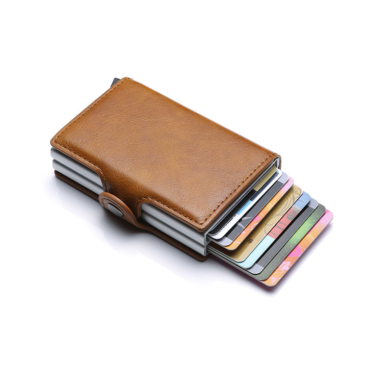 RFID Wallet PU Crazy Horse Leather Mini Money Clip Credit Card ID Holder
