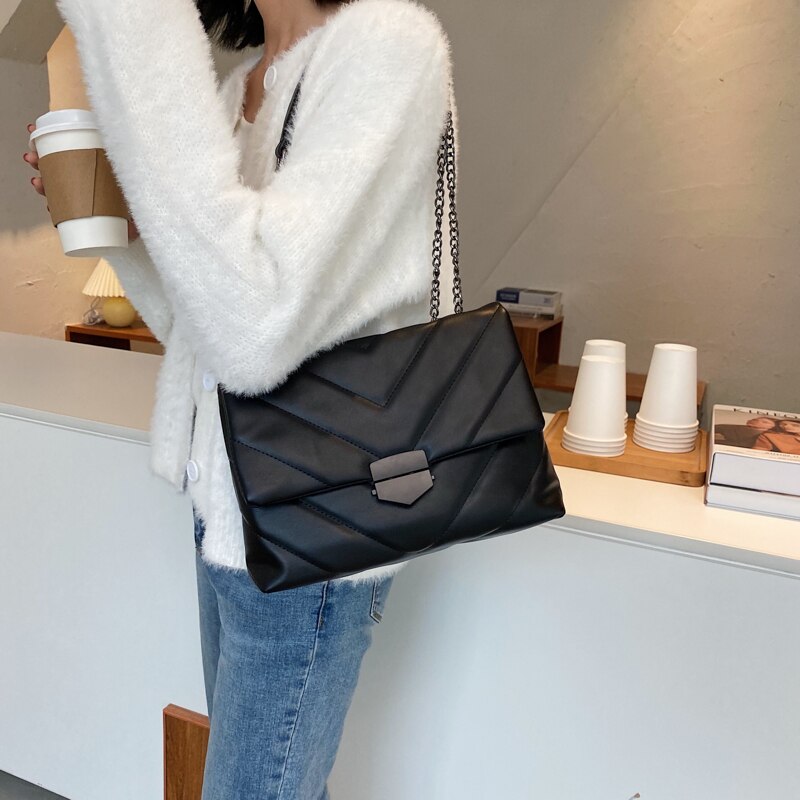Embroidery Thread Small PU Leather Handbags Trend Shoulder bags