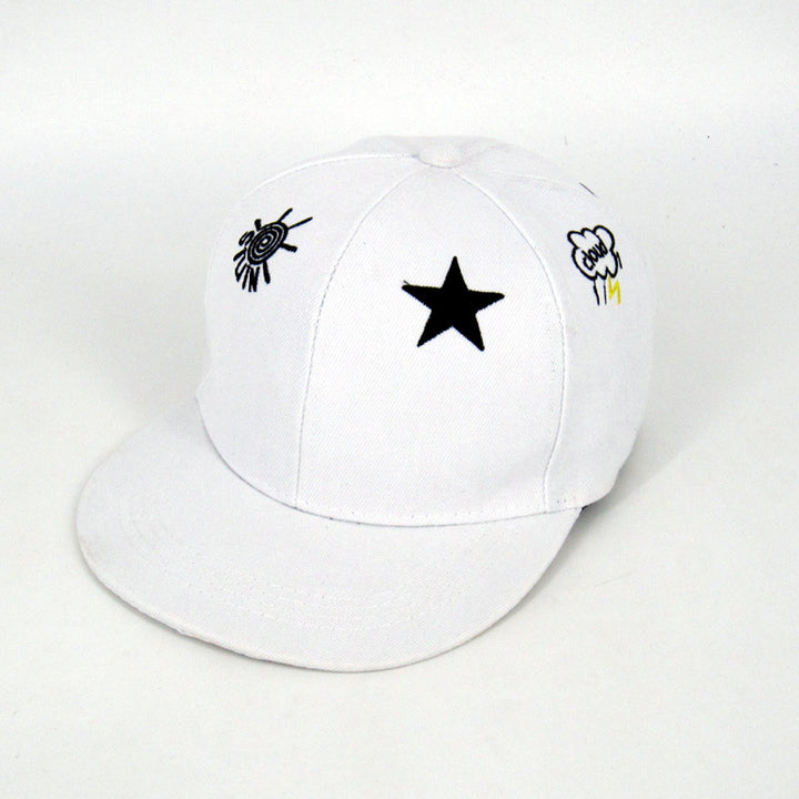 Embroidered Five-pointed Star Flat Brim Hip Hop Baseball Cap