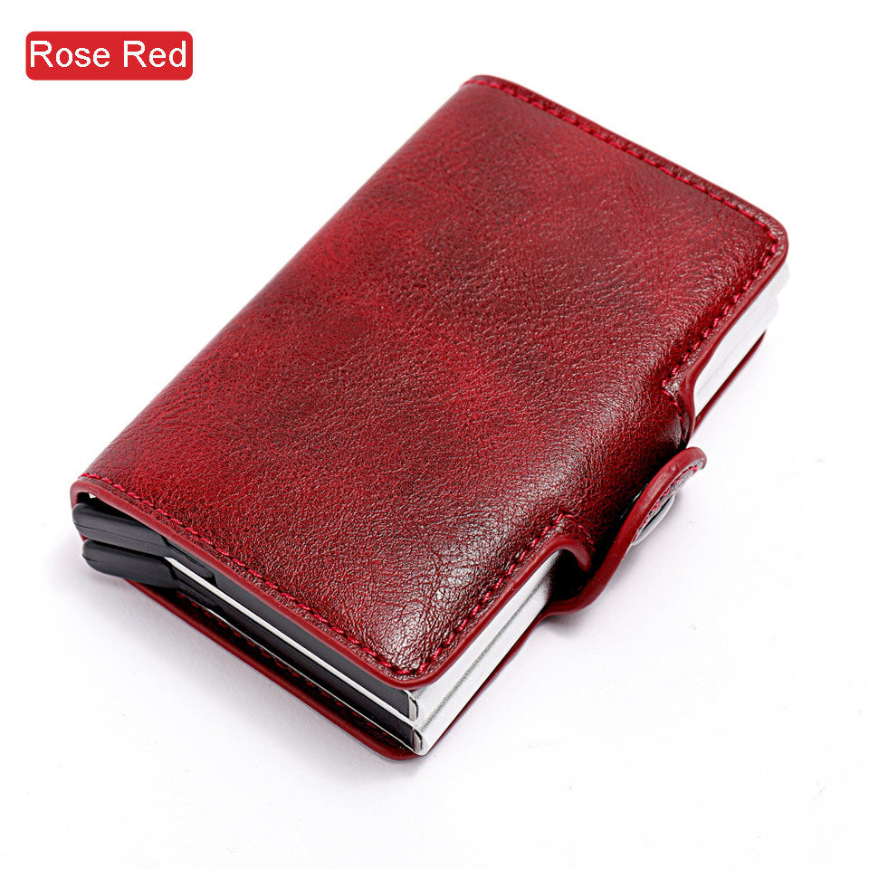 RFID Wallet PU Crazy Horse Leather Mini Money Clip Credit Card ID Holder