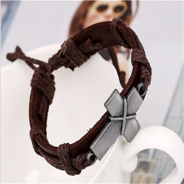 Brown Leather Cross Bracelets