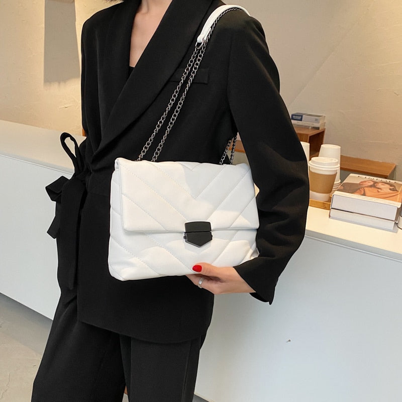 Embroidery Thread Small PU Leather Handbags Trend Shoulder bags