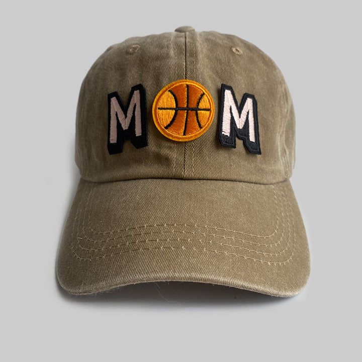 Simple Distressed Basketball MaMa Letter Embroidered Cap