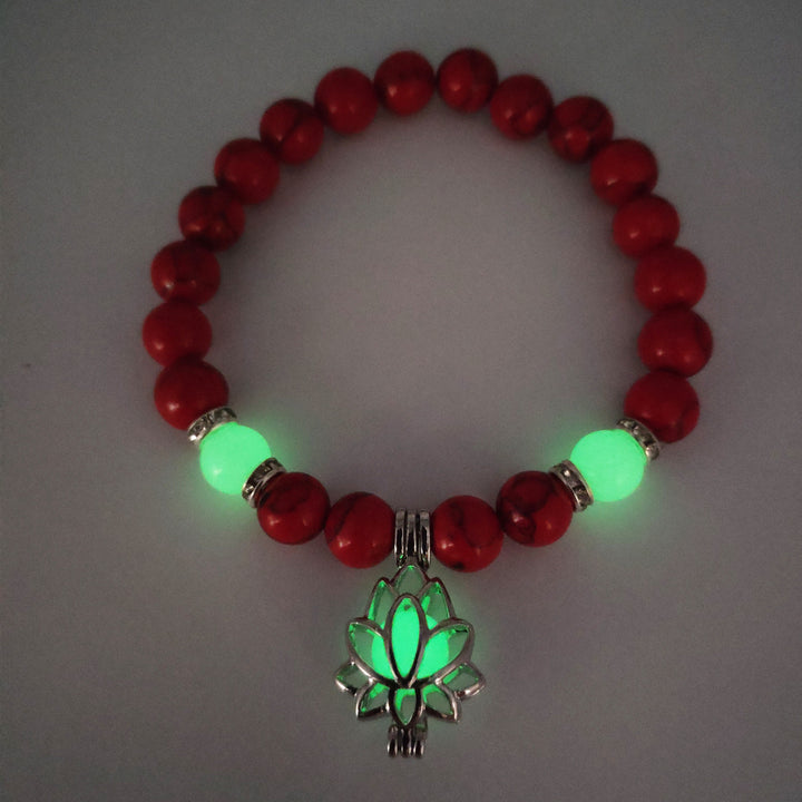 Energy Luminous Lotus Natural Stone Bracelet Yoga Healing Luminous Glow In The Dark Charm Beads Bracelet For Men Women