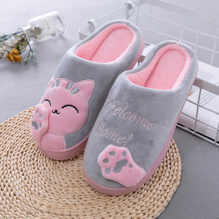 Tong Lucky Cat Slippers Winter Home Cotton