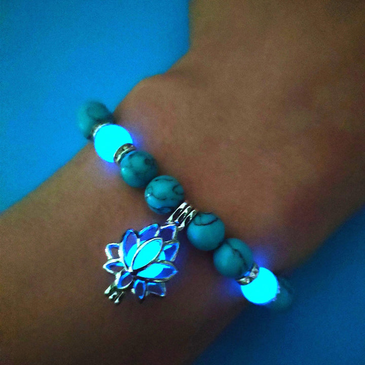 Energy Luminous Lotus Natural Stone Bracelet Yoga Healing Luminous Glow In The Dark Charm Beads Bracelet For Men Women