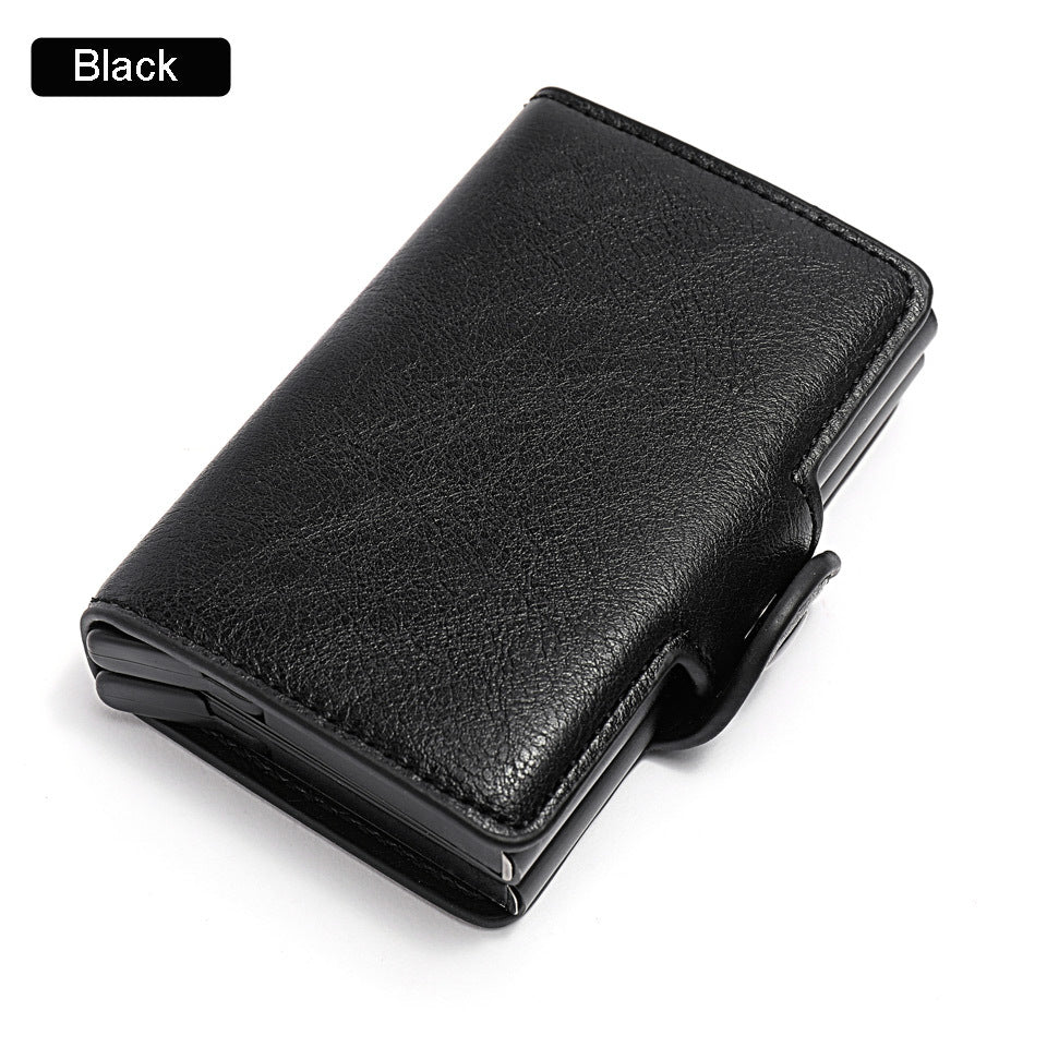 RFID Wallet PU Crazy Horse Leather Mini Money Clip Credit Card ID Holder
