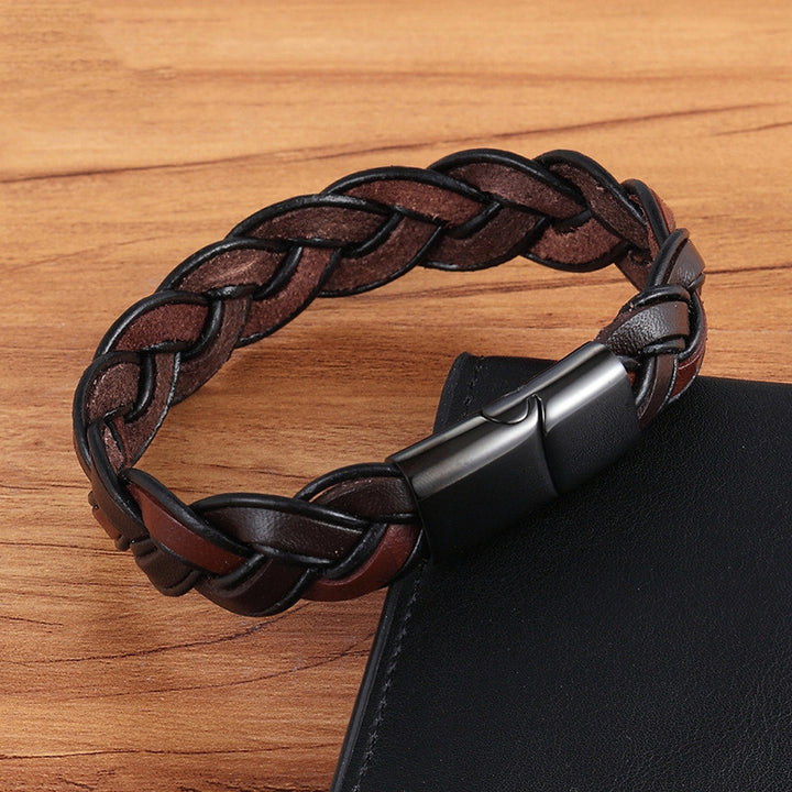 Men's Fashion Stainless Steel Leather Bracelet