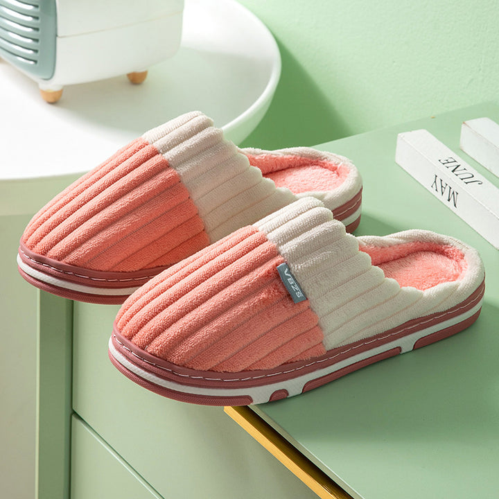 Unisex Winter Slippers Corduroy Shoes Couples Bedroom Slippers