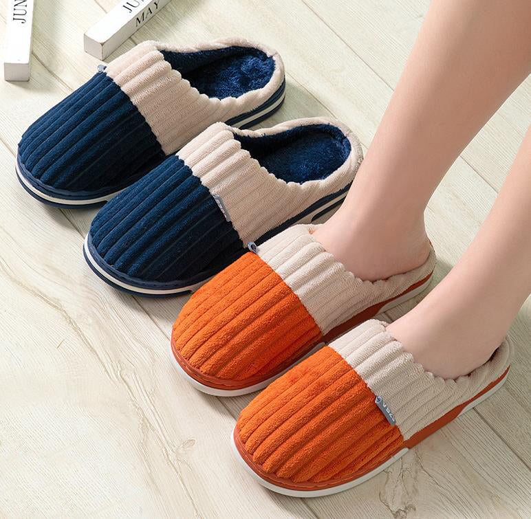 Unisex Winter Slippers Corduroy Shoes Couples Bedroom Slippers