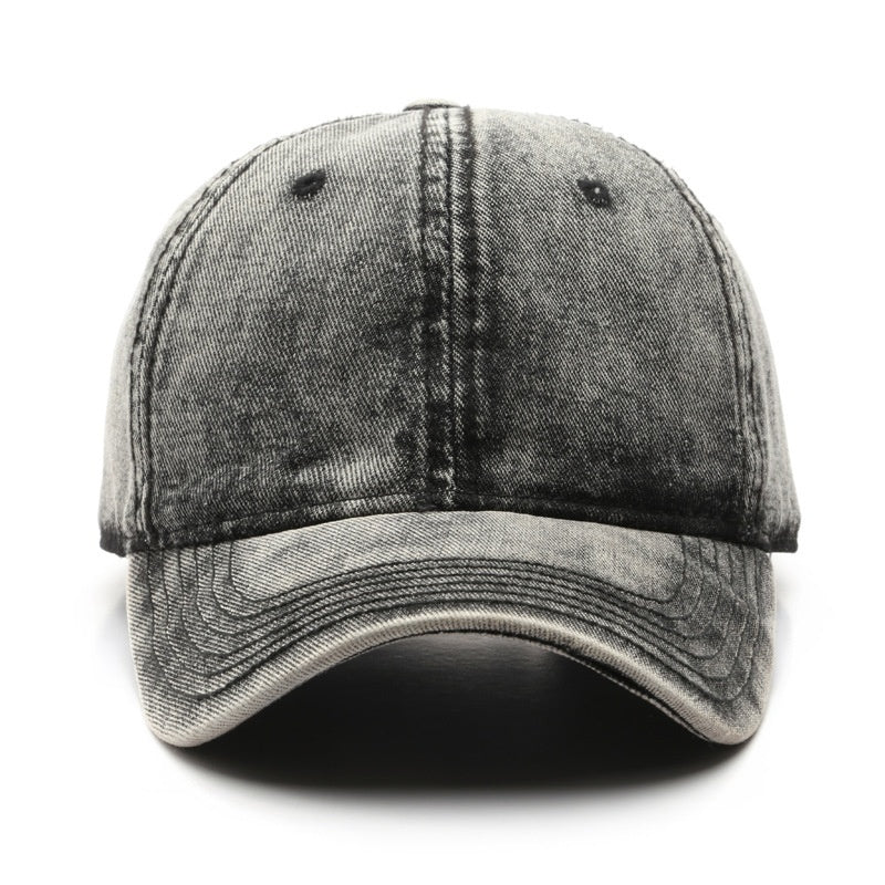 Personality Street Washed Denim Solid Color Light Board Baseball Cap