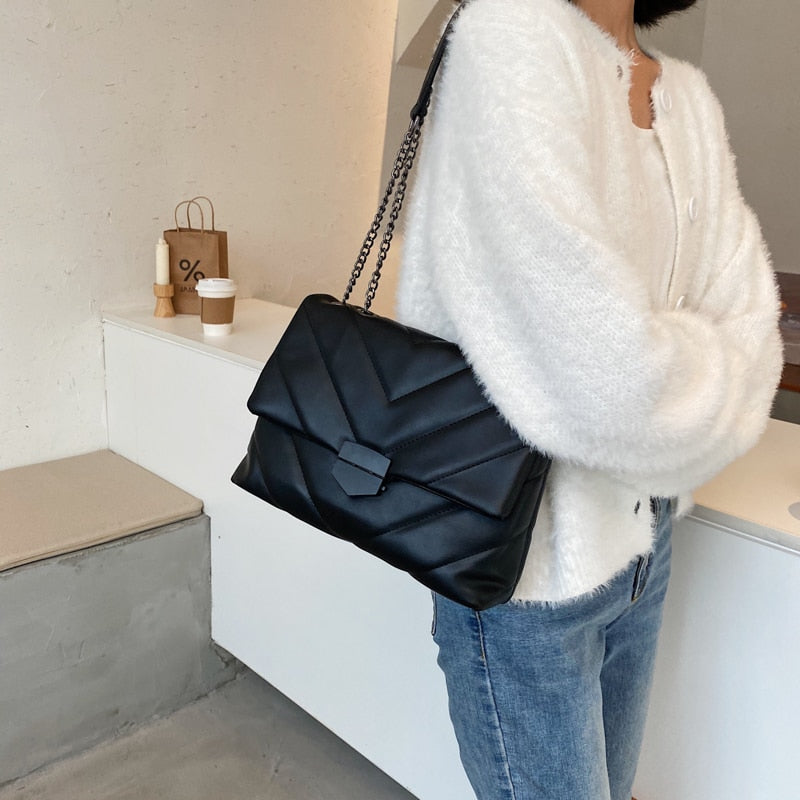 Embroidery Thread Small PU Leather Handbags Trend Shoulder bags