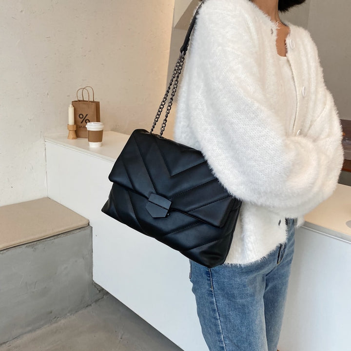 Embroidery Thread Small PU Leather Handbags Trend Shoulder bags