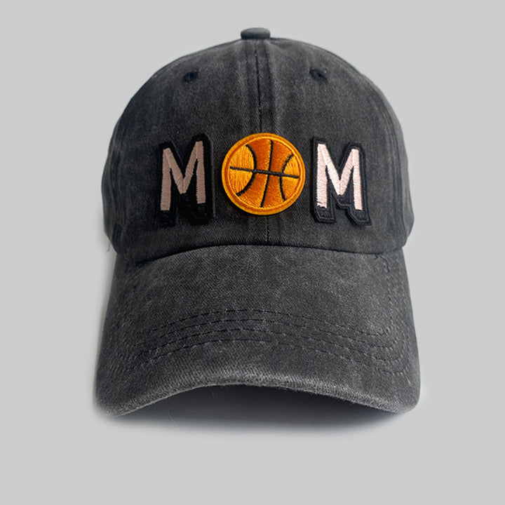 Simple Distressed Basketball MaMa Letter Embroidered Cap