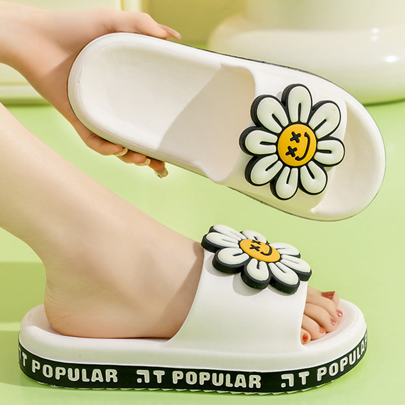 Summer Flower Slippers Women New Fashion Letter Garden Shoes Indoor Anti-Slip Floor Bathroom Bathing Home Slipper