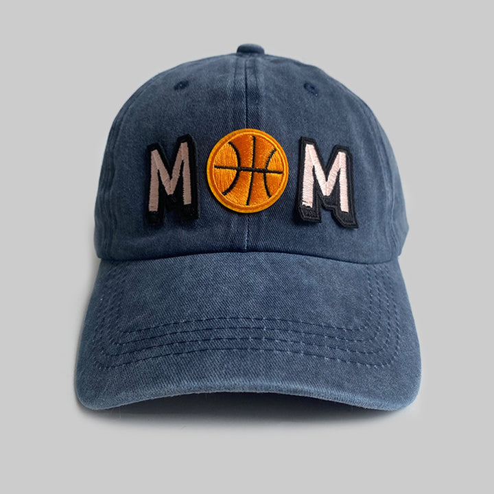 Simple Distressed Basketball MaMa Letter Embroidered Cap