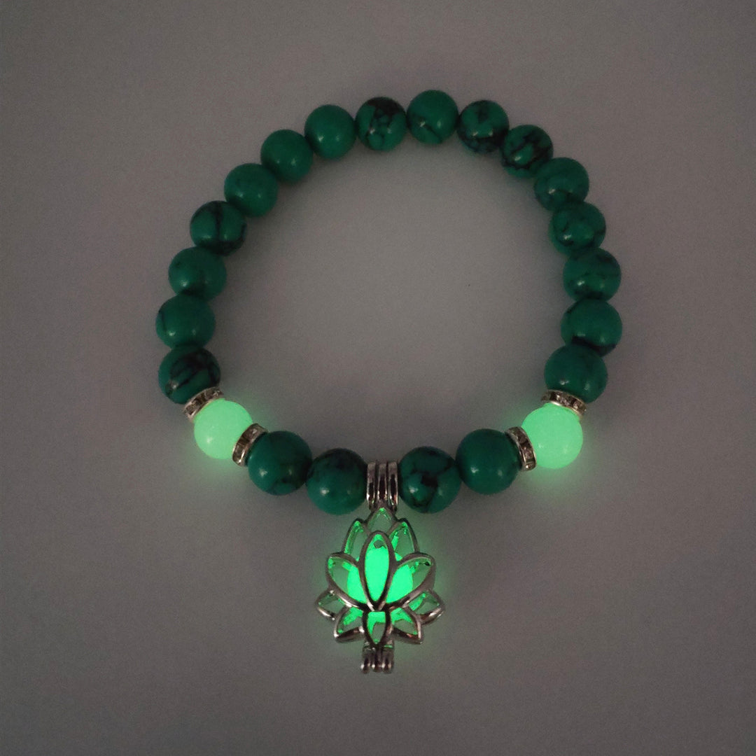 Energy Luminous Lotus Natural Stone Bracelet Yoga Healing Luminous Glow In The Dark Charm Beads Bracelet For Men Women