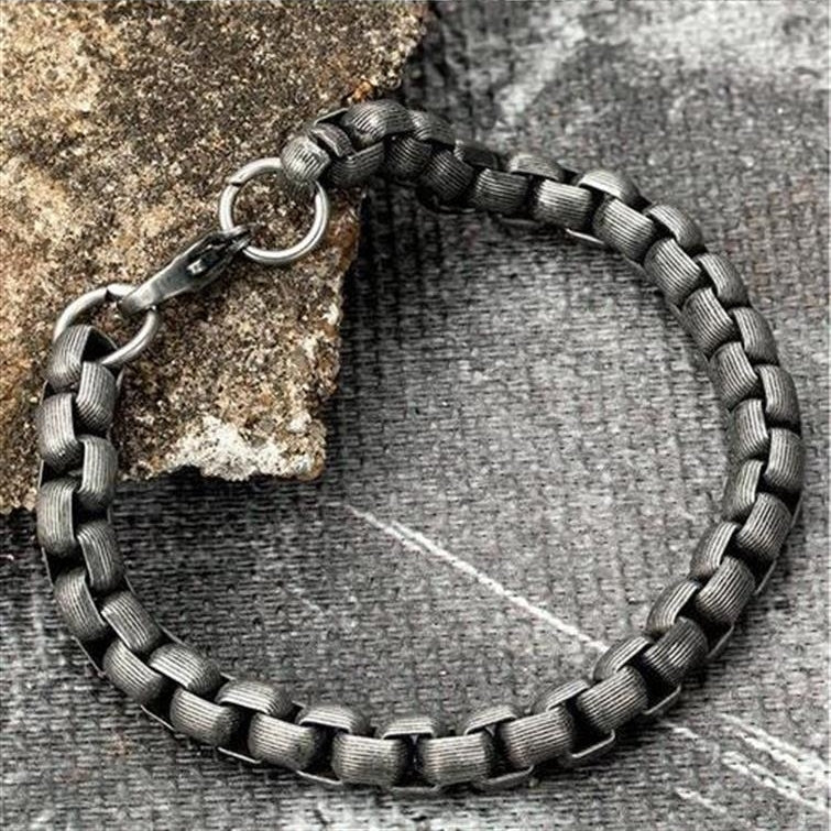 Stainless Steel Vintage Bracelet Black Cuban Chain