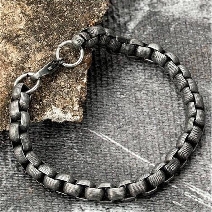 Stainless Steel Vintage Bracelet Black Cuban Chain