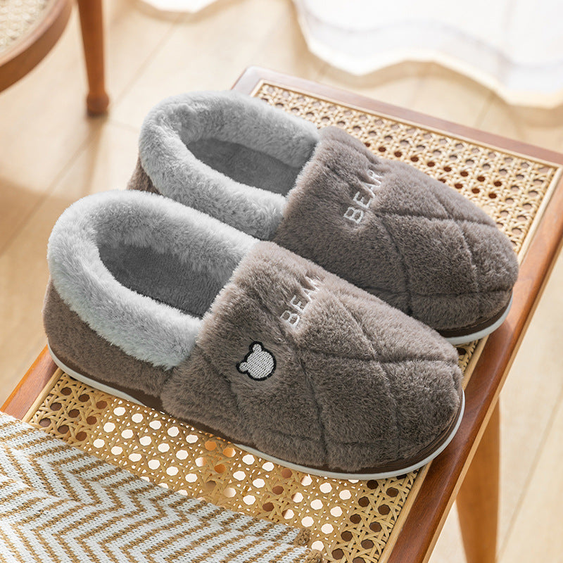 Bear Slippers Winter Home Shoes Warm Plush Shoes