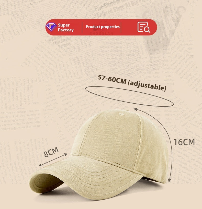 Big Head Circumference Plus Size Washed Fashionable Peaked Cap Baseball Hat