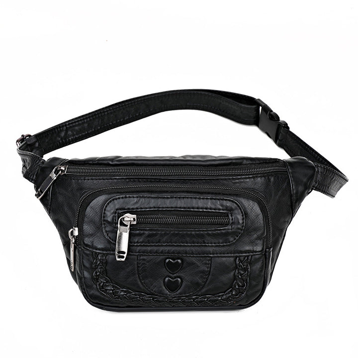 Women’s Fashion Washed Leather Waist &amp; Crossbody Bag – Soft &amp; Versatile