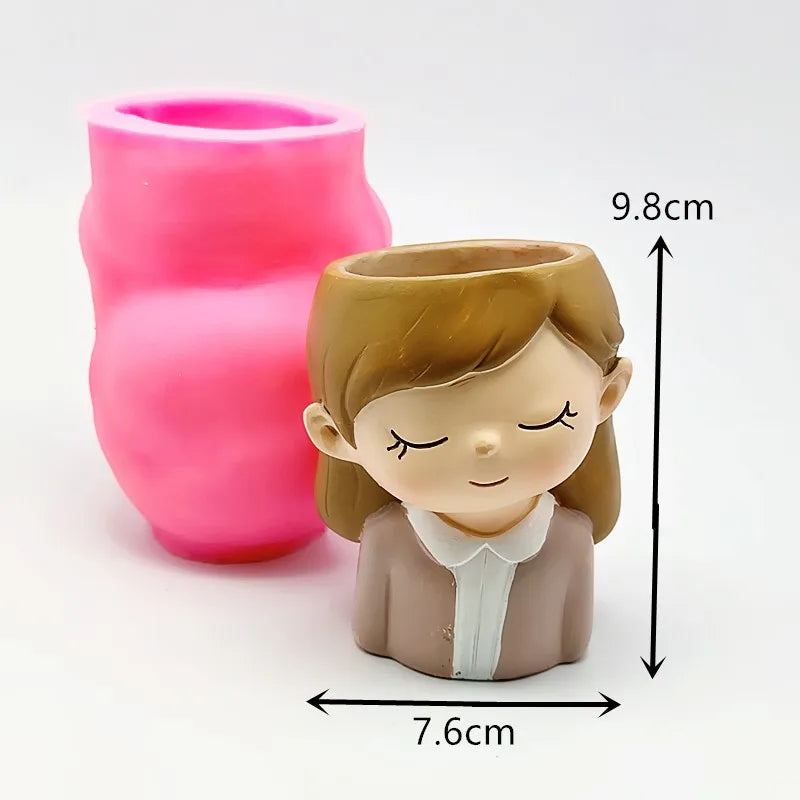 Couple flowerpot plant silicone mold diy making resin, concrete vase mini bonsai cactus mold home wedding decoration tool