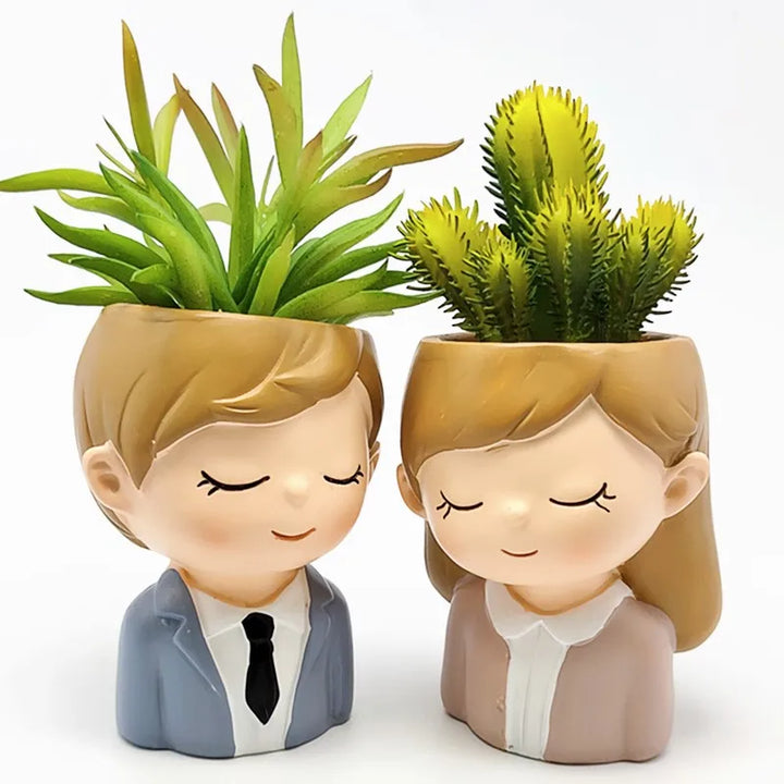 Couple flowerpot plant silicone mold diy making resin, concrete vase mini bonsai cactus mold home wedding decoration tool