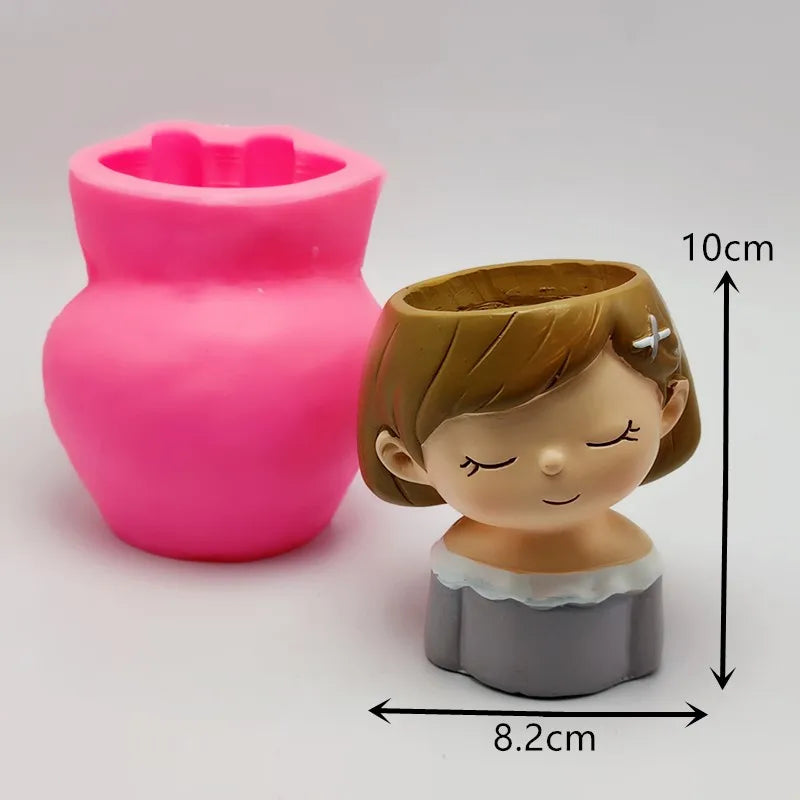 Couple flowerpot plant silicone mold diy making resin, concrete vase mini bonsai cactus mold home wedding decoration tool