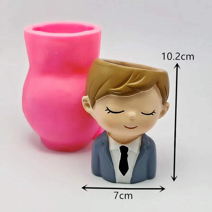 Couple flowerpot plant silicone mold diy making resin, concrete vase mini bonsai cactus mold home wedding decoration tool