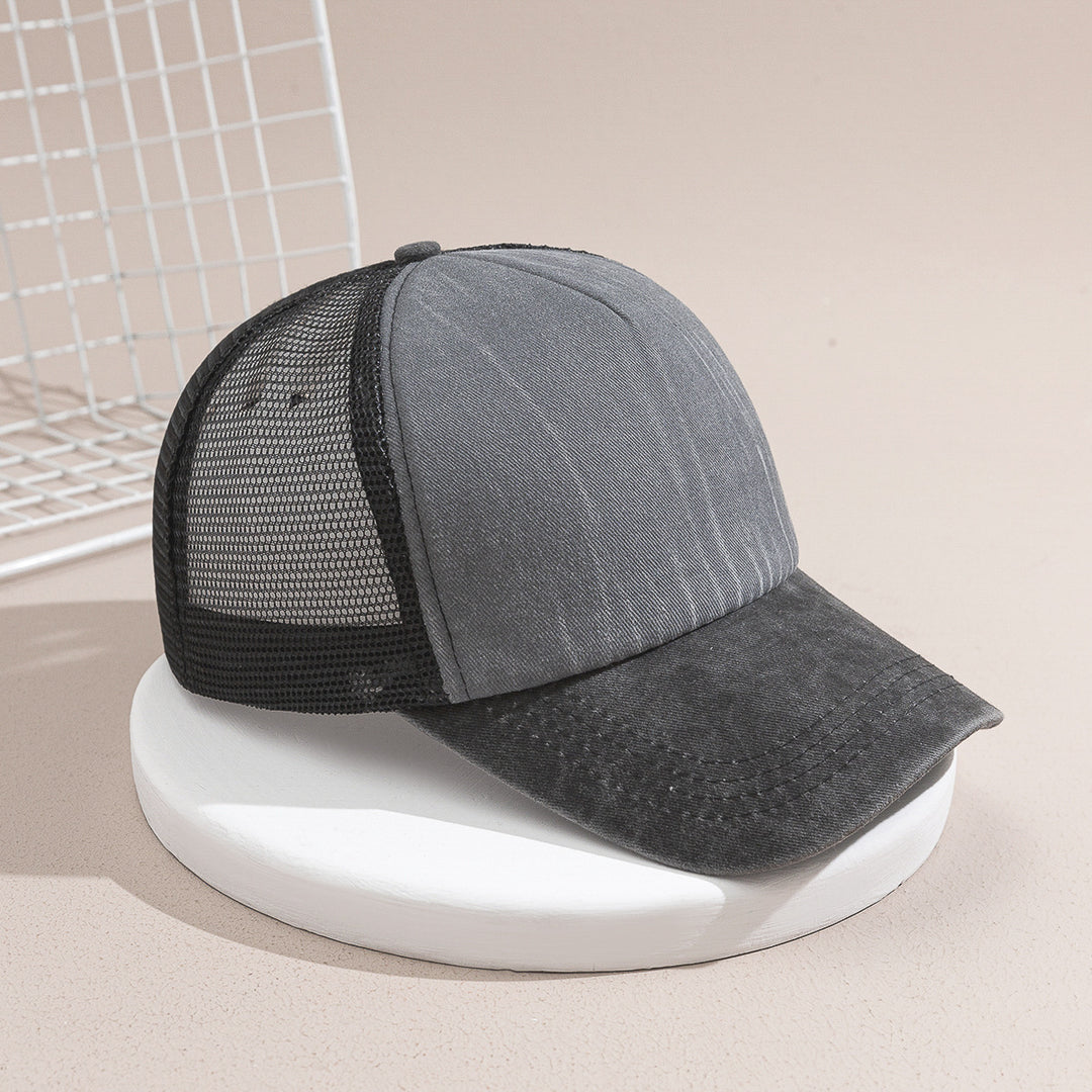 Contrast Color Mesh Breathable Distressed Outdoor Leisure Sun Shade Sun Protection Baseball Cap