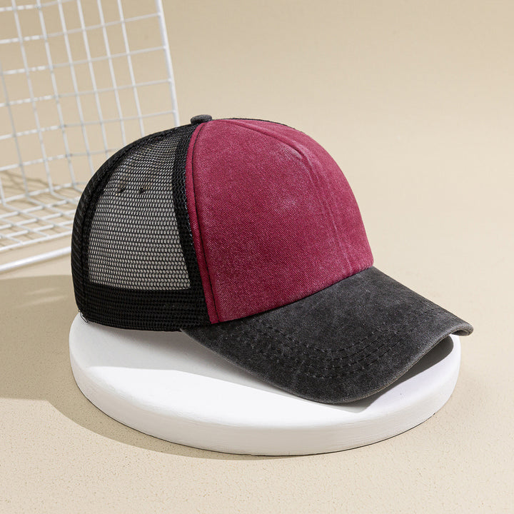 Contrast Color Mesh Breathable Distressed Outdoor Leisure Sun Shade Sun Protection Baseball Cap