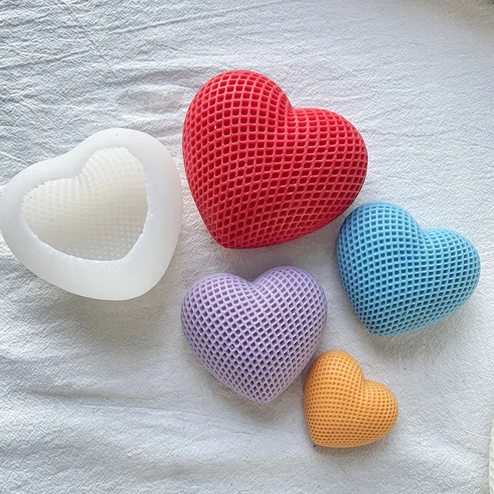 3D Woven Love Heart Silicone Mold Diy Handmade Heart-shaped Candle Soap Plaster Cake Chocolate Baking Tool Valentine&
