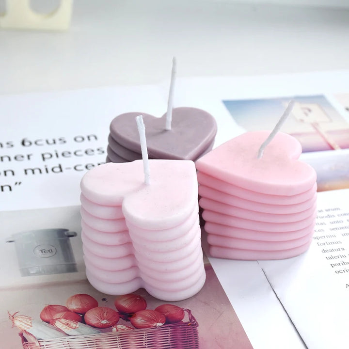 3D Rotating Love Candle Mold Stacking Heart-shaped Aromatic Candle Gypsum Process Resin Soap Cake Decoration Mold Handmade Molds
