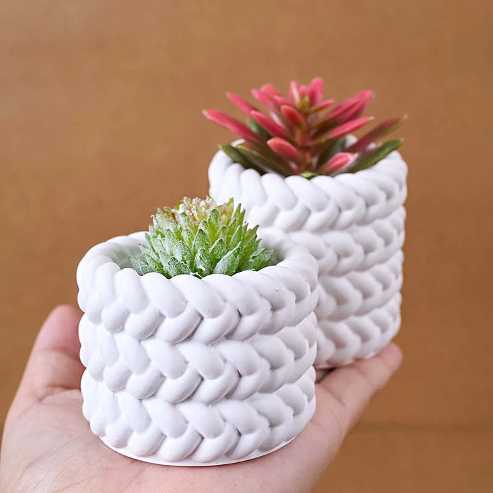 Woven Candle Jar Silicone Mold DIY Round Concrete Flowerpot Casting Molds Plaster Resin Storage Box Craft Making Home Decor