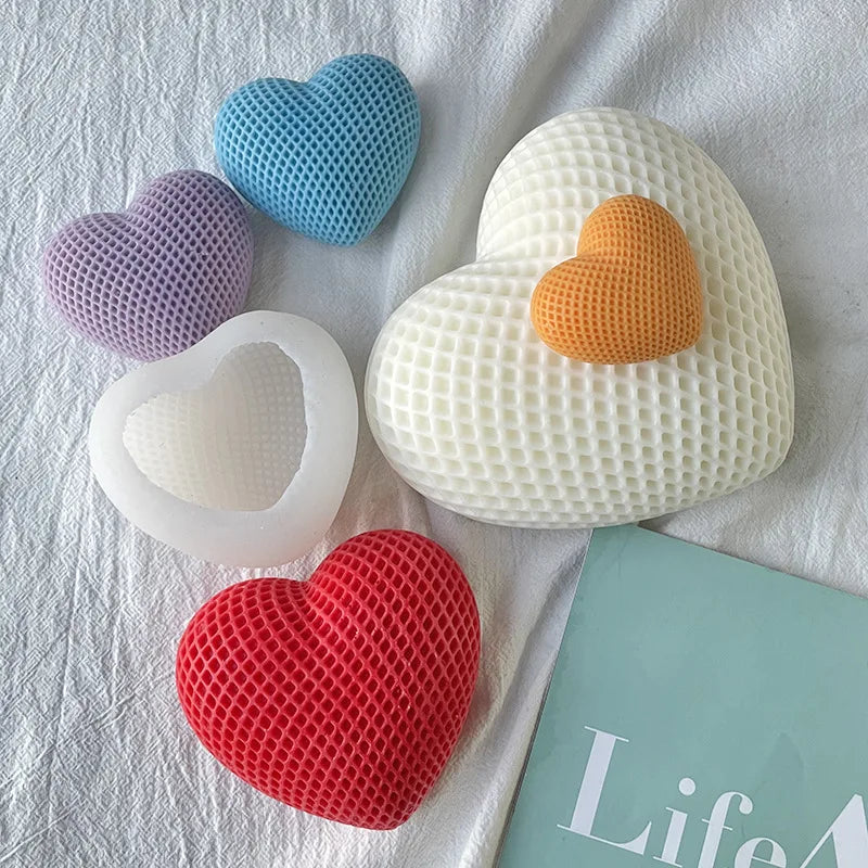 3D Woven Love Heart Silicone Mold Diy Handmade Heart-shaped Candle Soap Plaster Cake Chocolate Baking Tool Valentine&