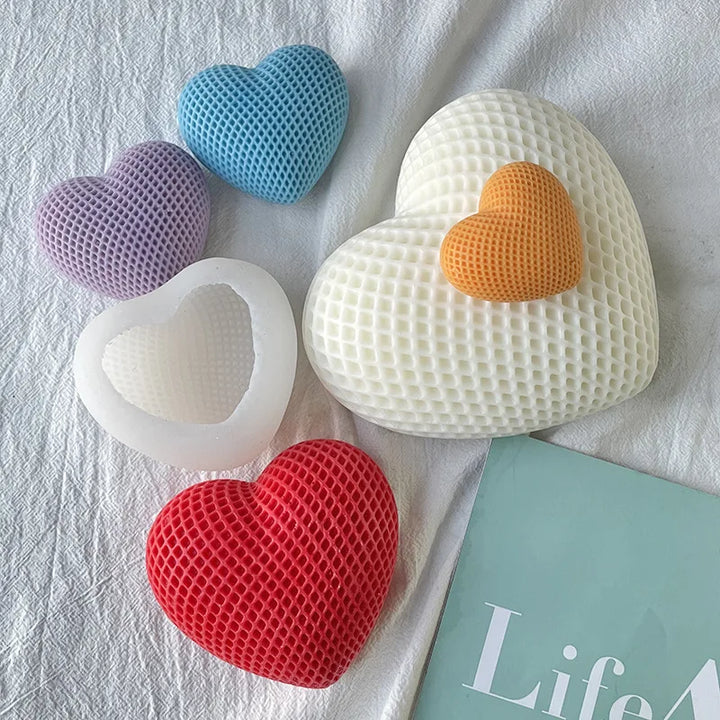3D Woven Love Heart Silicone Mold Diy Handmade Heart-shaped Candle Soap Plaster Cake Chocolate Baking Tool Valentine&