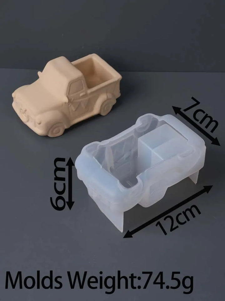 3D Car Plant Flowerpot Silicone Mold DIY Cartoon Car Candle Jar Casting Molds Plaster Resin Storage Box Craft Making Home Decor