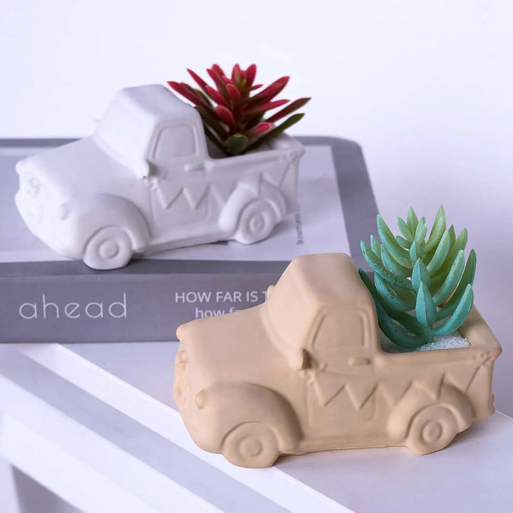 3D Car Plant Flowerpot Silicone Mold DIY Cartoon Car Candle Jar Casting Molds Plaster Resin Storage Box Craft Making Home Decor