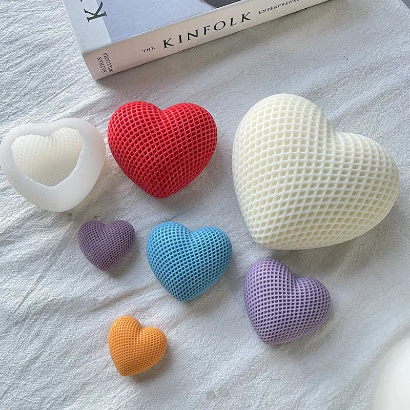 3D Woven Love Heart Silicone Mold Diy Handmade Heart-shaped Candle Soap Plaster Cake Chocolate Baking Tool Valentine&