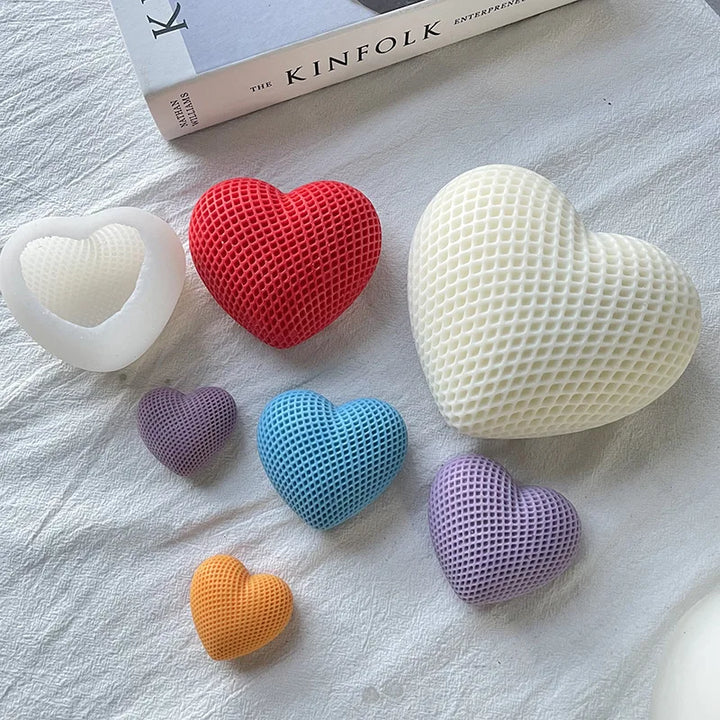 3D Woven Love Heart Silicone Mold Diy Handmade Heart-shaped Candle Soap Plaster Cake Chocolate Baking Tool Valentine&